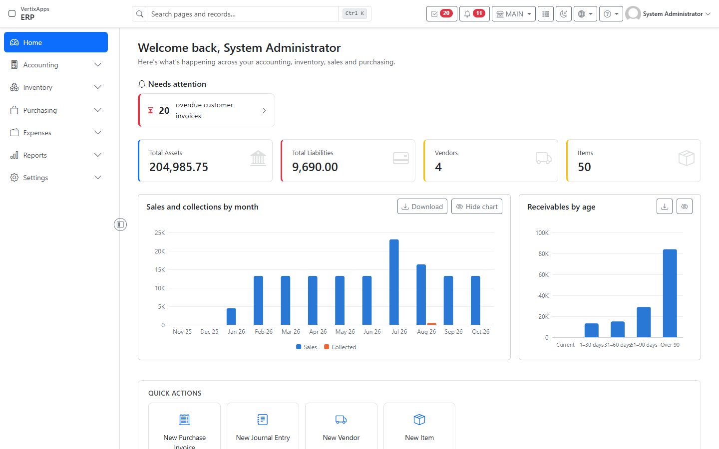 Screenshot of ERP
