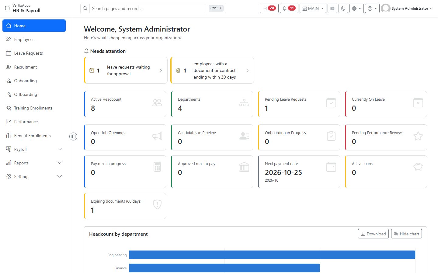 Screenshot of HR & Payroll